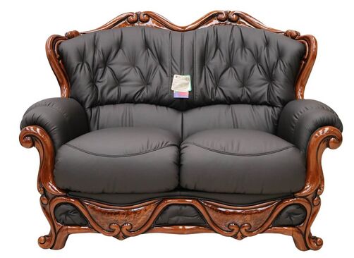 Dante 2 Seater Italian Leather Sofa Black