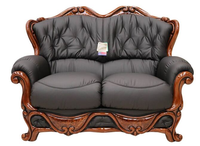 Dante 2 Seater Italian Leather Sofa Settee Offer Black