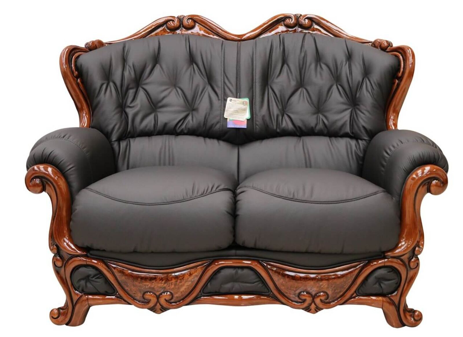 Product photograph of Dante 2 Seater Italian Leather Sofa Settee Offer Black Stock from Designer Sofas 4U