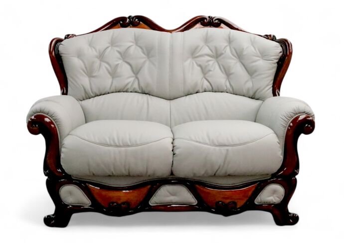 Dante 2 Seater Italian Leather Sofa Settee Light Grey