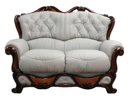 Dante 2 Seater Italian Leather Sofa Settee Light Grey