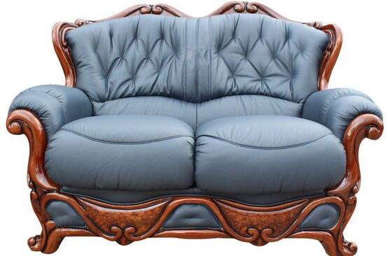 Dante 2 Seater Italian Leather Sofa Settee Offer Blue
