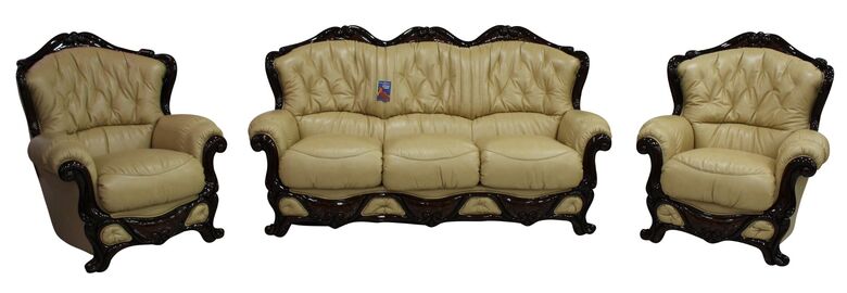 Dante 3 Seater + Armchair + Armchair Italian Leather Sofa Settee Offer Nut