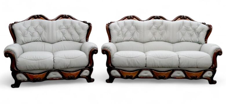 Dante 3 Seater + 2 Seater Italian Leather Sofa Settee Suite Light Grey Offer