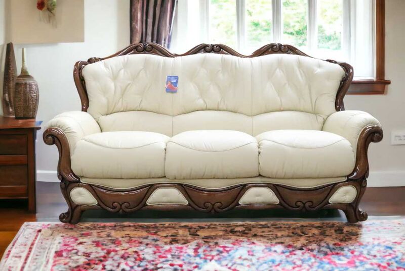 Product photograph of Dante 3 Seater Italian Leather Sofa Settee Offer Cream from Designer Sofas 4U