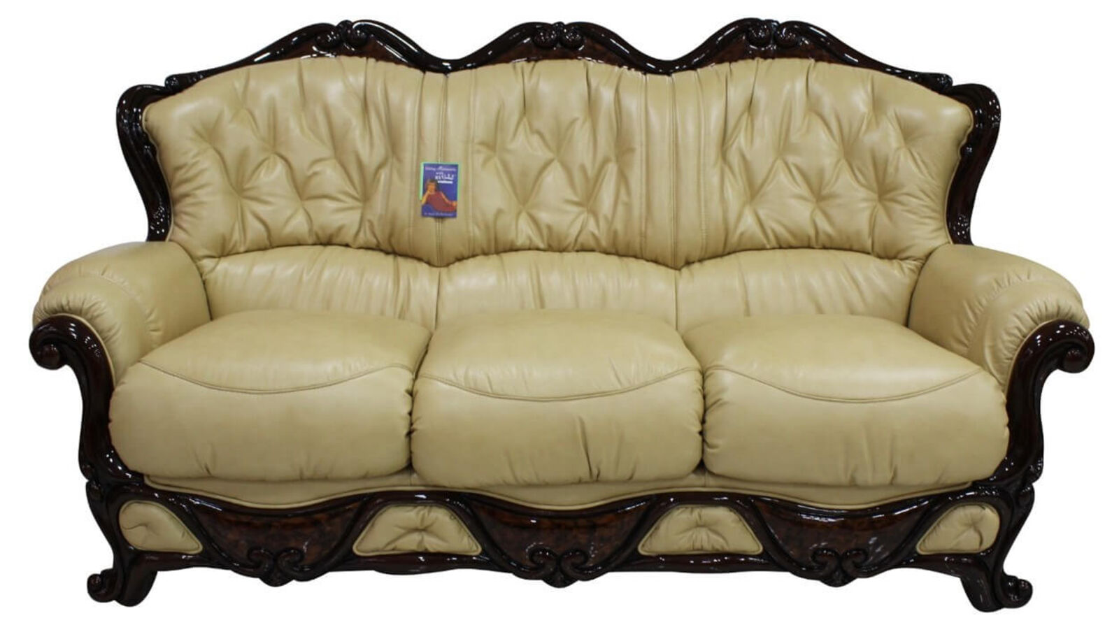 Product photograph of Dante 3 Seater Italian Leather Sofa Settee Offer Nut from Designer Sofas 4U