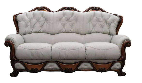 Dante 3 Seater Italian Leather Sofa Settee Offer Light Grey