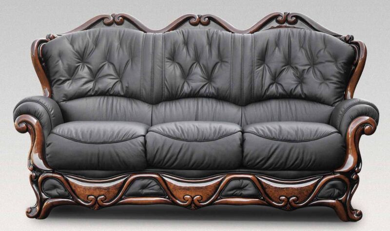 Product photograph of Illinois 3 Seater Italian Leather Sofa Settee Offer Black from Designer Sofas 4U