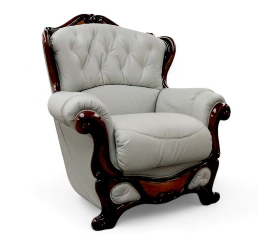 Dante Armchair Italian Leather Sofa Settee Offer Light Grey
