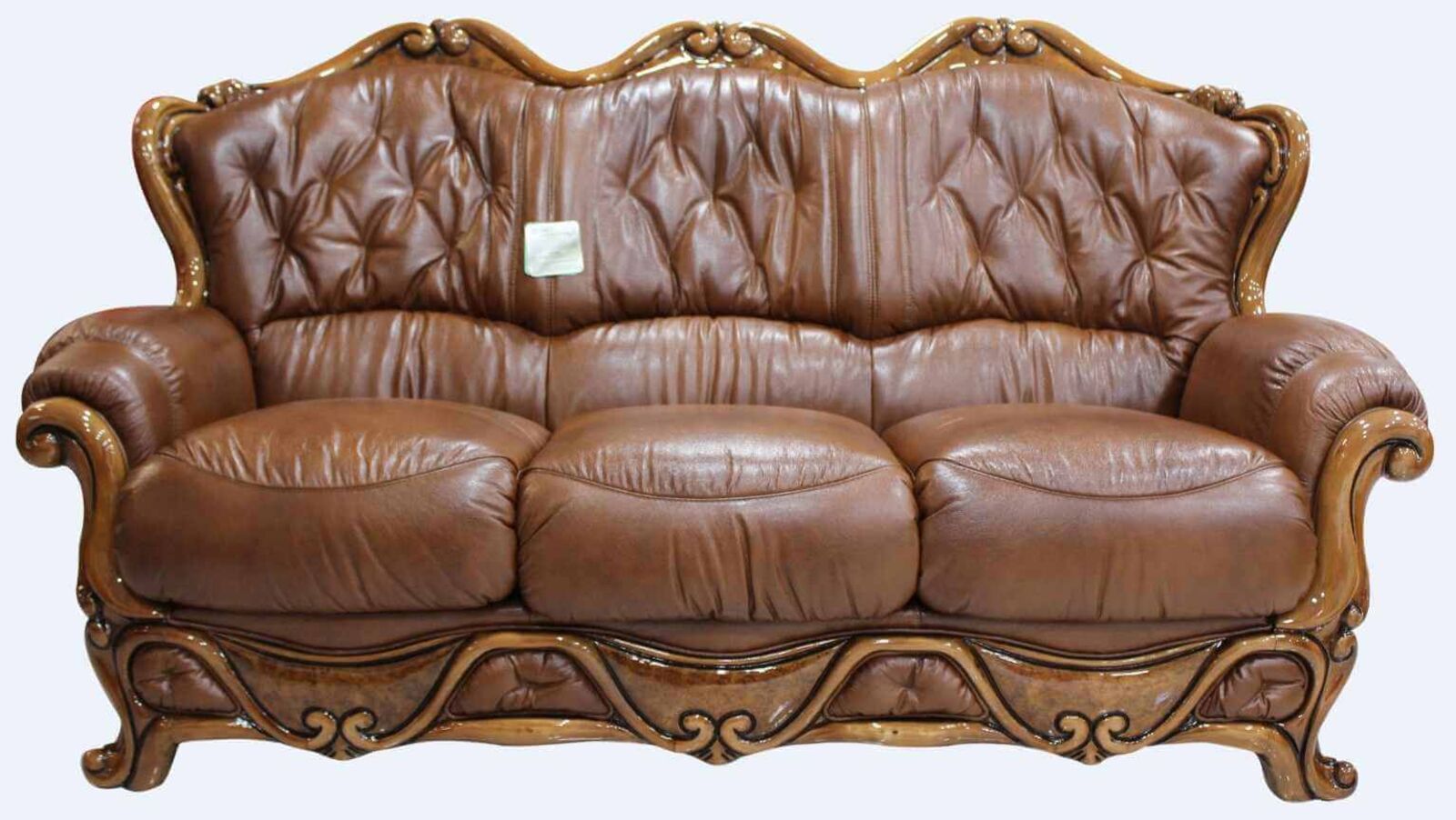 Product photograph of Dante 3 Seater Italian Leather Sofa Settee Offer Tabak from Designer Sofas 4U