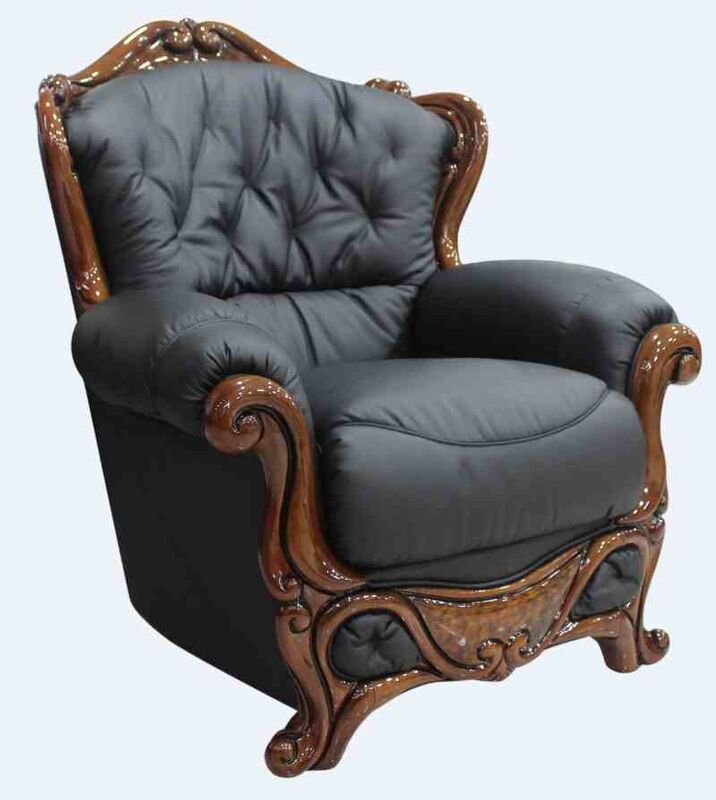Product photograph of Dante Genuine Italian Sofa Settee Black Real Leather Armchair from Designer Sofas 4U