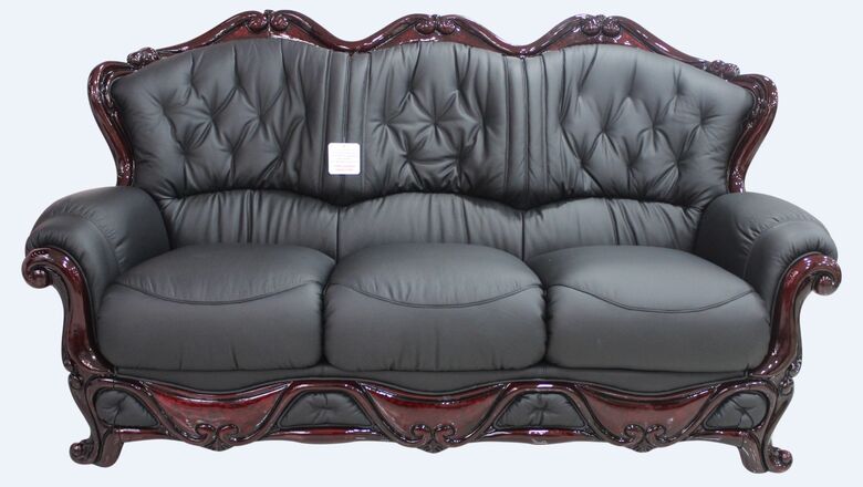 Dante 3 Seater Italian Leather Sofa Settee Offer Black
