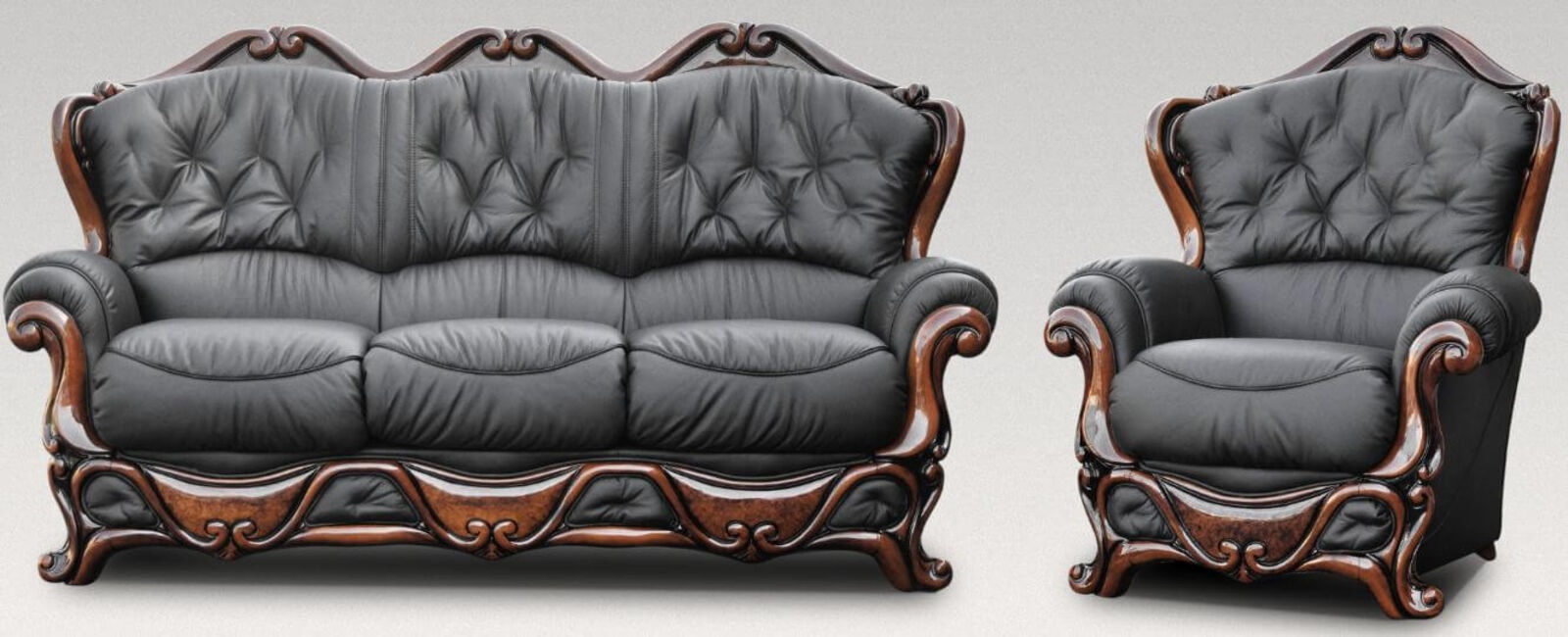 Product photograph of Illinois Sofa Set 3 Seater Armchair Italian Leather Sofa Suite Settee Offer from Designer Sofas 4U