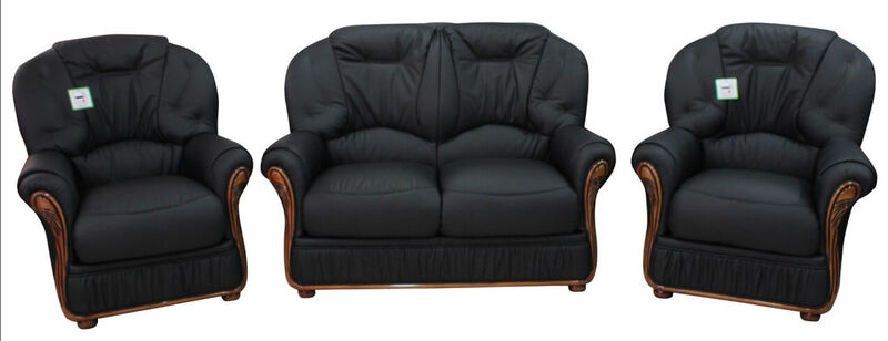 Product photograph of Debora 2 1 1 Genuine Italian Black Leather Sofa Suite Offer from Designer Sofas 4U