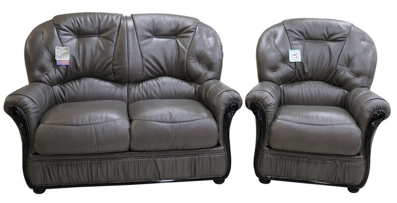 Product photograph of Debora 2 Seater Armchair Genuine Italian Dark Grey Leather Amp Hellip from Designer Sofas 4U