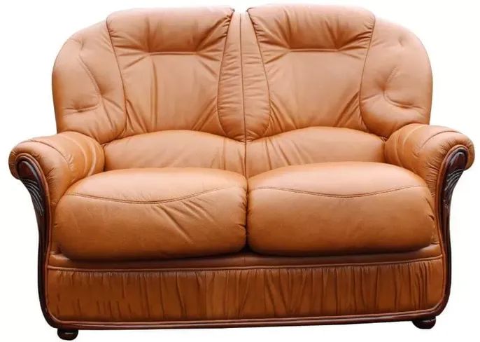Italian Tan Debora Genuine Leather 2 Seater Sofa Settee | DesignerSofas4U