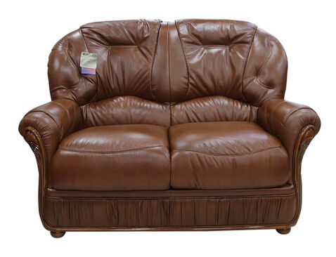 Debora 2 Seater Italian Tabak Brown Leather