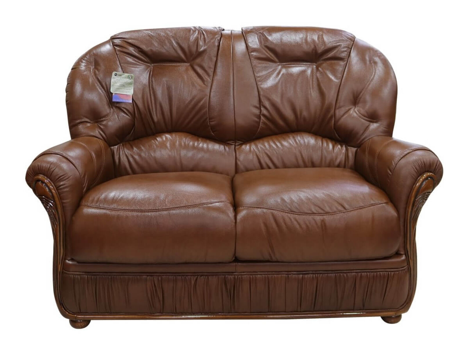 Product photograph of Debora Genuine Italian Leather 2 Seater Sofa Settee Tabak Brown from Designer Sofas 4U