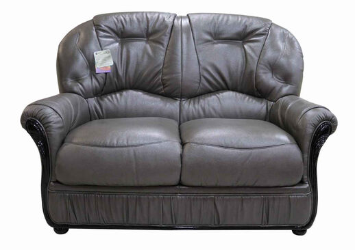 Debora 2 Piece Italian Leather Sofa Suite Dark Grey