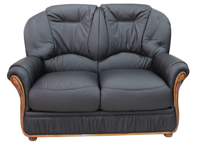 Debora 2 Seater Sofa Settee Genuine Italian Black Real Leather