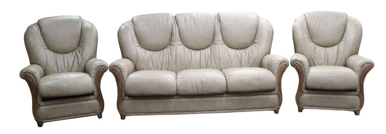 Juliet 3+1+1 Genuine Italian Dove Taupe Grey Leather Sofa Suite Offer