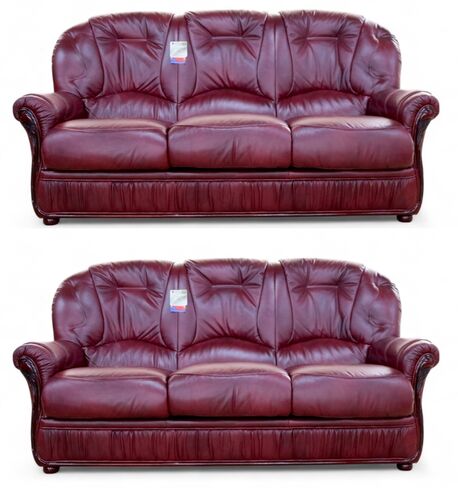 Debora 3+3 Seater Sofa Suite Genuine Italian Burgundy Real Leather