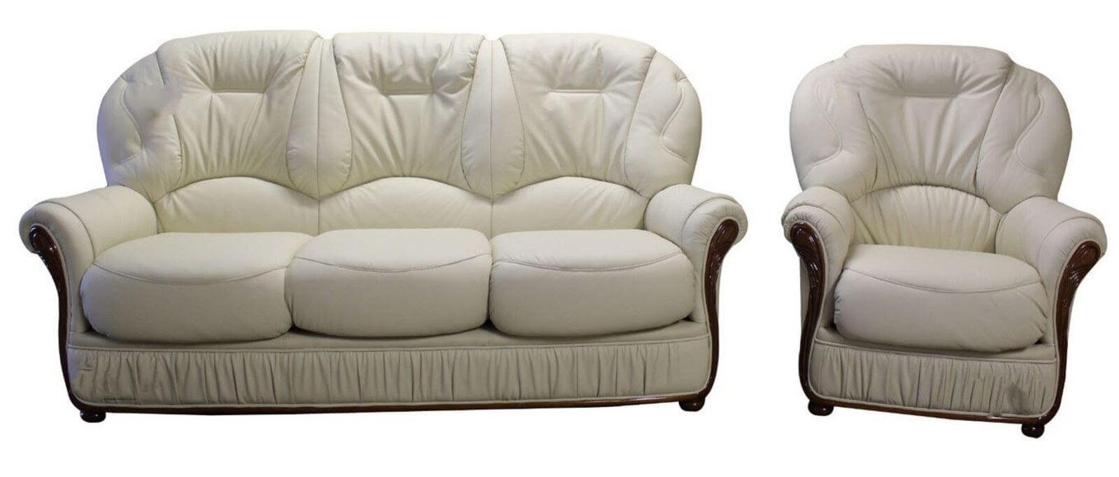 Product photograph of Debora 3 Seater Armchair Genuine Italian Cream Leather Sofa Suite Offer from Designer Sofas 4U