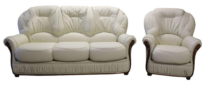 Product photograph of Debora 3 Seater Armchair Genuine Italian Cream Leather Amp Hellip from Designer Sofas 4U