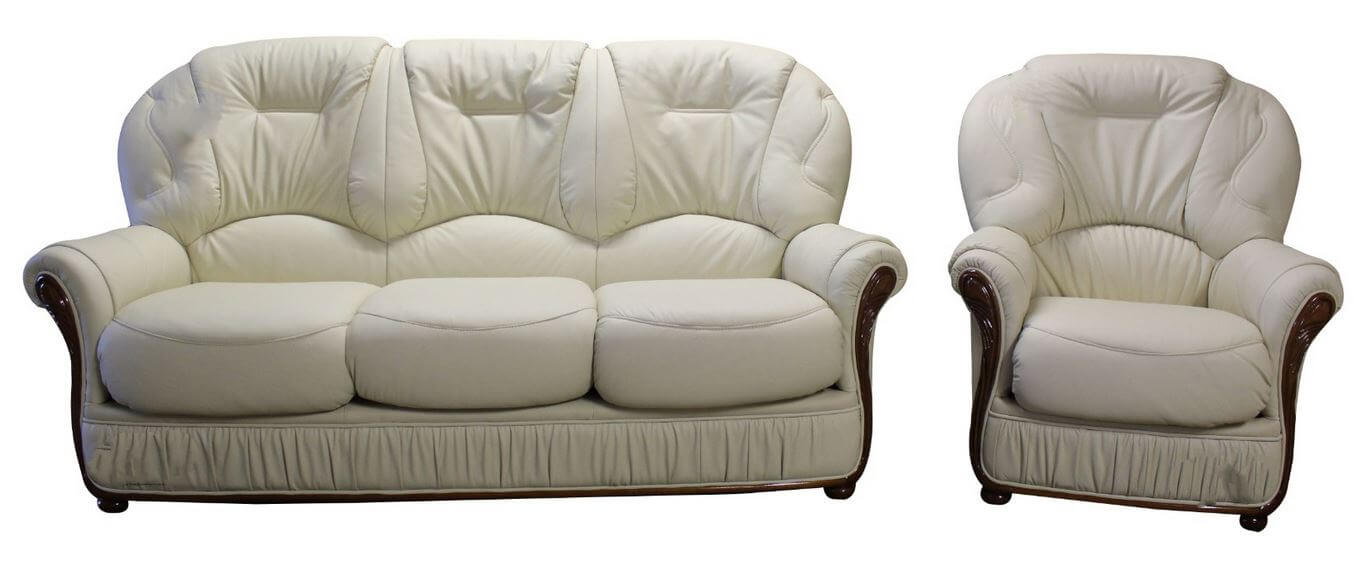 Italian Cream Leather Sofa Suite Offer: Indiana Seater Armchair