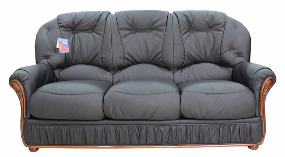Debora 3 Seater Sofa Settee Italian Black Leather