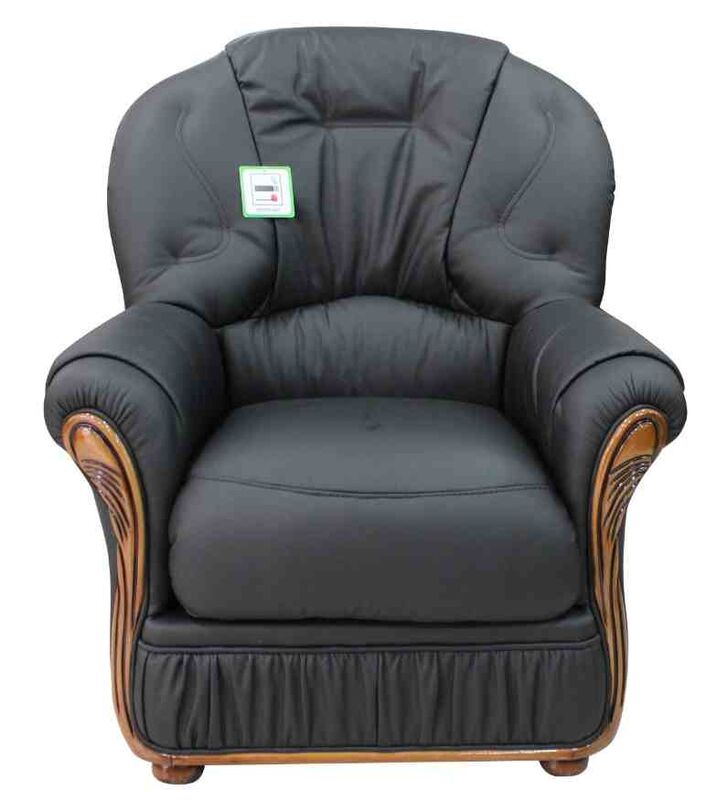 Product photograph of Debora Genuine Italian Sofa Armchair Black Leather from Designer Sofas 4U