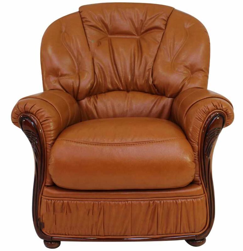 Product photograph of Debora Genuine Italian Sofa Armchair Tan Leather from Designer Sofas 4U