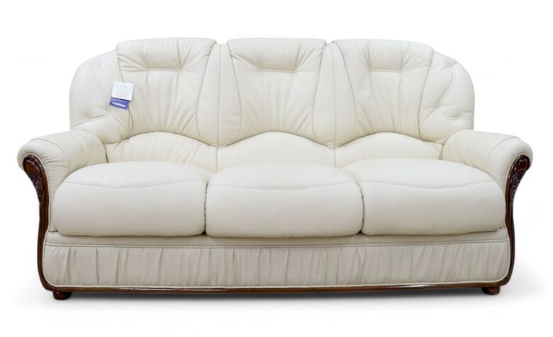 Debora Cream Genuine Italian Leather 3 Seater Sofa Settee