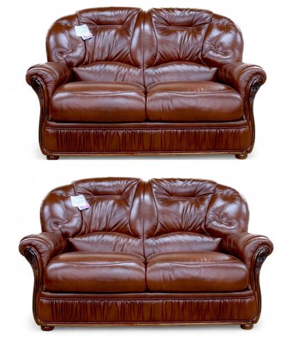 Debora Genuine Italian Leather 2+2 Sofa Suite Tabak Brown