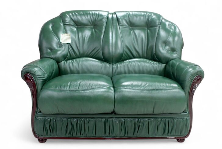 Debora Genuine Italian Leather 2 Seater Sofa Settee Green