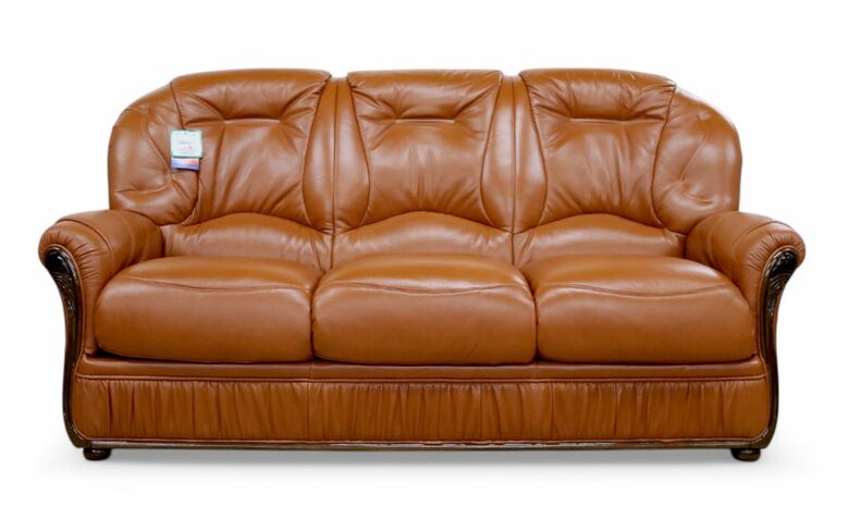 Debora Genuine Italian Leather 3 Seater Sofa Settee Tan