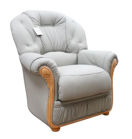 Debora Genuine Italian Sofa Armchair Light Grey Leather