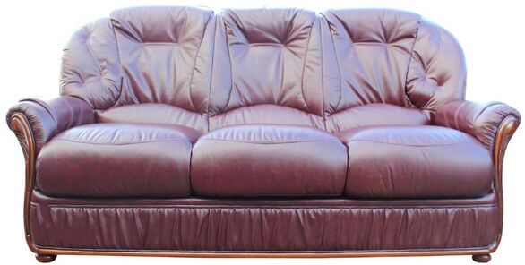 Debora Italian 3 Seater Sofa Settee Burgandy Leather