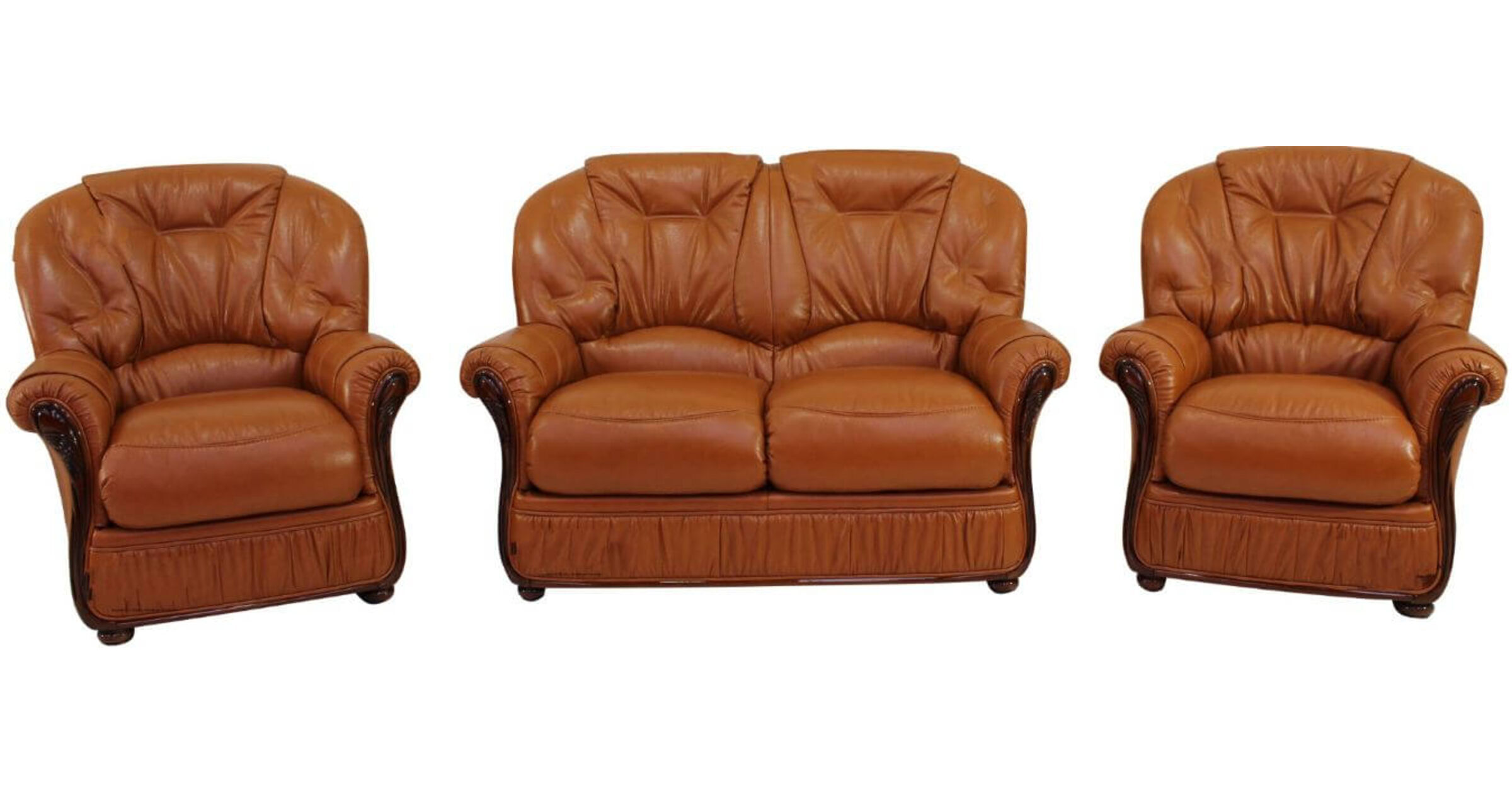Indiana Tan Leather 2+1+1 Sofa Suite in Genuine Italian Leather