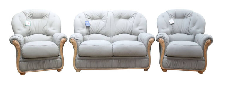 Debora 2+1+1 Genuine Italian Light Grey Leather Sofa Suite Offer