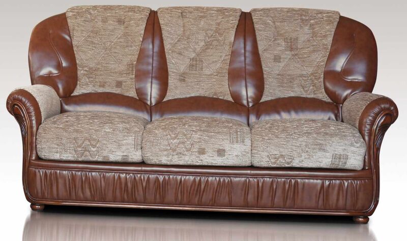 Product photograph of Kansas 3 Seater Genuine Italian Brown Leather Fabric Sofa Amp Hellip from Designer Sofas 4U
