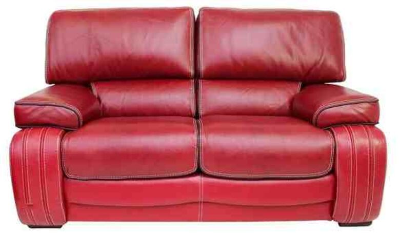 Livorno 2 Seater Genuine Italian Red Leather Sofa Settee Offer
