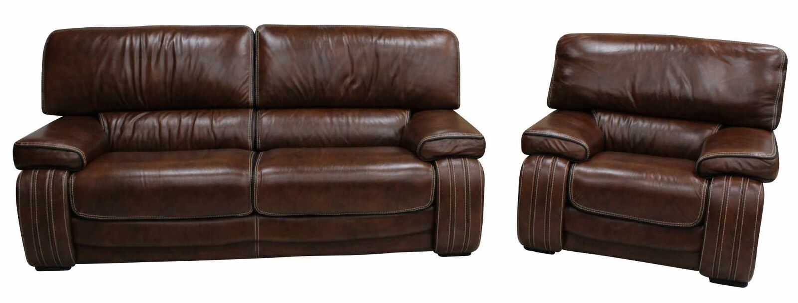 Product photograph of Livorno 3 Seater 1 Seater Genuine Italian Brown Tabak Leather Sofa Suite Offer from Designer Sofas 4U