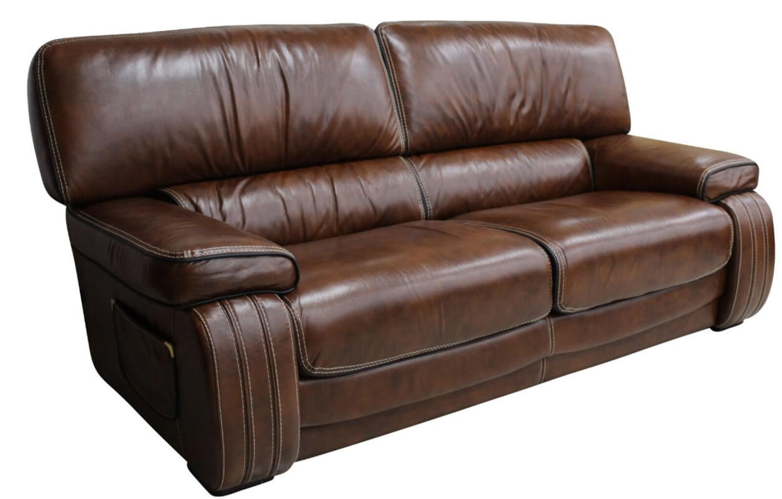 Product photograph of Livorno 3 Seater Genuine Italian Tabak Brown Leather Sofa Settee Offer from Designer Sofas 4U