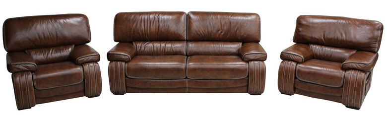 Livorno 3 Seater + 1 Seater + 1 Seater Genuine Italian Brown Tabak Leather Sofa Suite Offer
