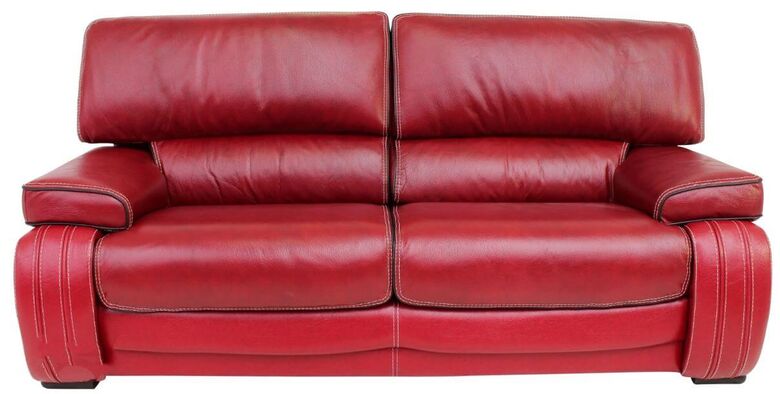 Livorno 3 Seater Genuine Italian Red Leather Sofa Settee Offer