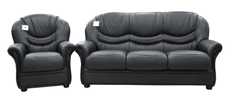 Product photograph of Florence 3 1 Genuine Italian Black Leather Sofa Suite Stock from Designer Sofas 4U