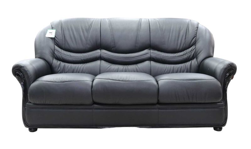 Product photograph of Florence Genuine Italian Leather 3 Seater Sofa Settee Black from Designer Sofas 4U