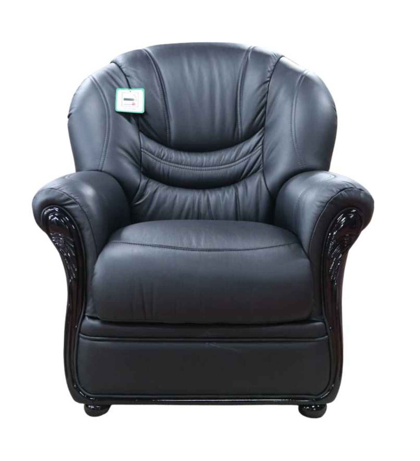 Product photograph of Florence Genuine Italian Sofa Armchair Black Leather from Designer Sofas 4U