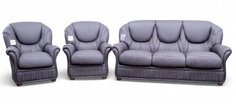 Genoa 3 Seater + Armchair + Armchair Genuine Italian Chocolate Brown Leather Sofa Suite